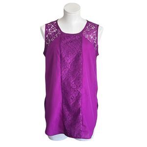 Worthington Women's Purple Lace Tank Top Size M Sleeveless Casual